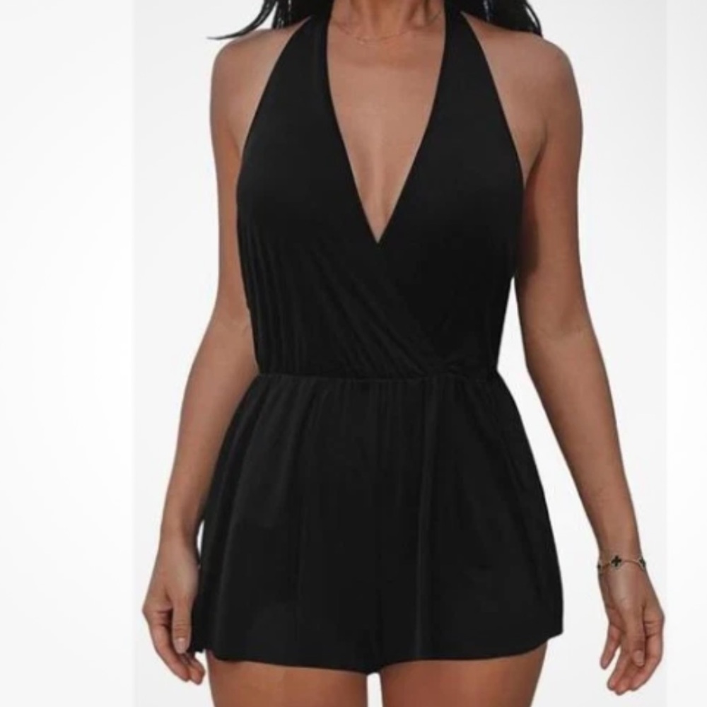 Cupshe Elegant Black Halter swim Romper